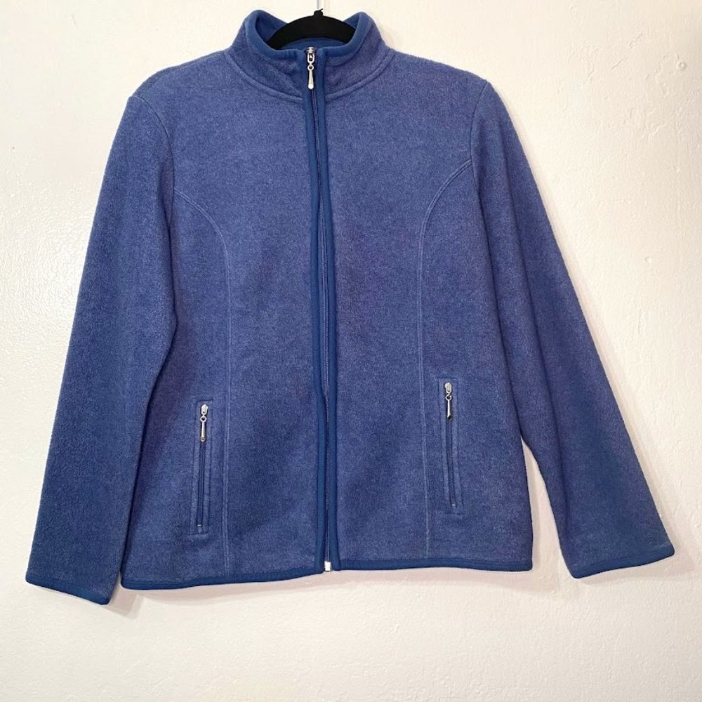 Karen Scott Sport Blue Fleece Jacket Small
